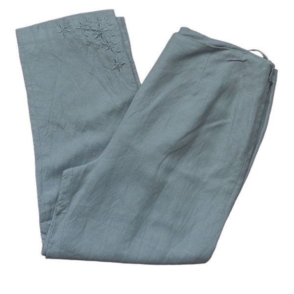 Annie Alexander Womens High Rise Pants Cropped Lined Embroidered Gray Size 10 - Picture 1 of 11